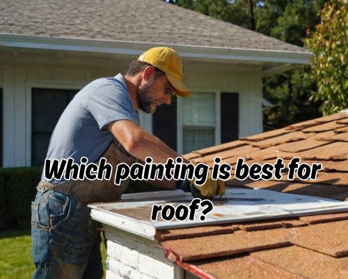 Roof partially painted by the roofer.
